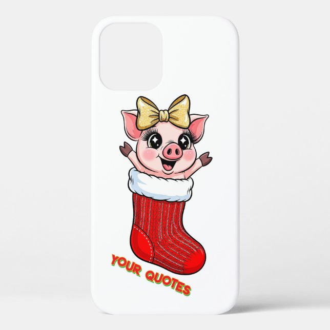 Coques Case-Mate iPhone Cute Pig in Christmas Stocking (Verso)