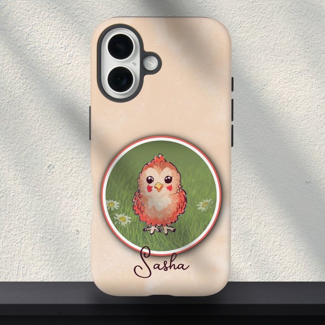 Coques Case-Mate iPhone Cute Pink Baby Bird Painting Custom Name  (Créateur téléchargé)