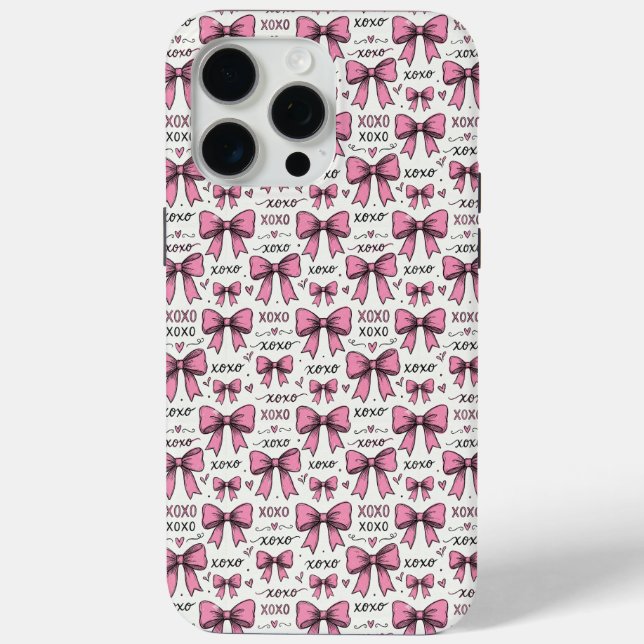 Coques Case-Mate iPhone Cute Pink Bows XOXO Doodle Coquette Pattern (Verso)