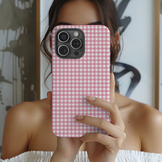 Coque Pour iPhone 16 Cute Pink Gingham Pattern 