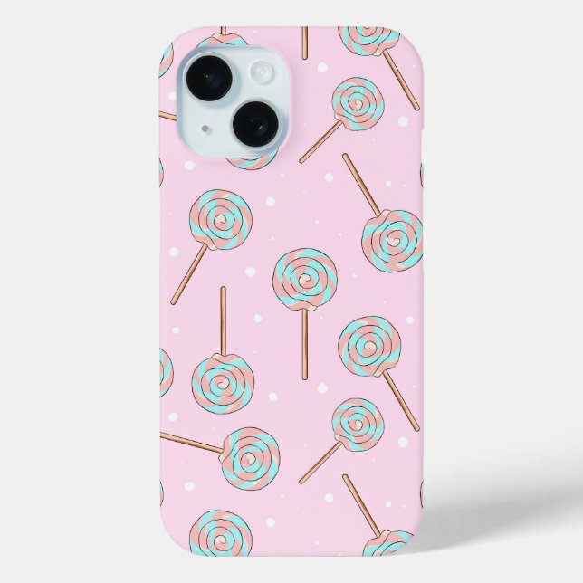 Coques Case-Mate iPhone Cute Pink Pastel Lollipop Seamless Pattern (Verso)