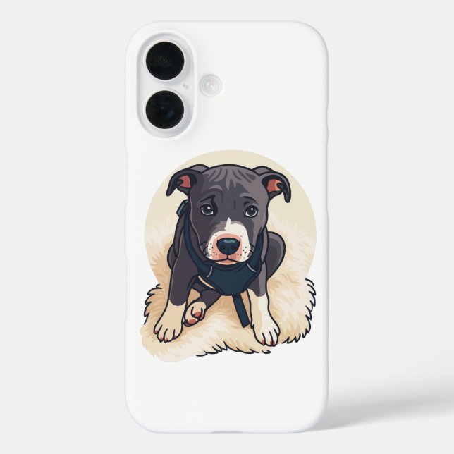 Coques Case-Mate iPhone Cute Pitbull Puppy Dog Cartoon Design (Verso)