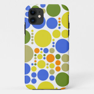 Coque iPhone 11 Cute Pois rétro Green Blue Lime Orange