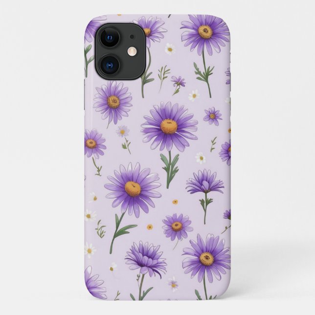 Coques Case-Mate iPhone Cute Purple Daisies Floral Aesthetic Phone Case (Dos)