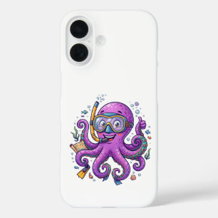 Coque Pour iPhone 16 Cute Purple Octopus Treasure Hunter