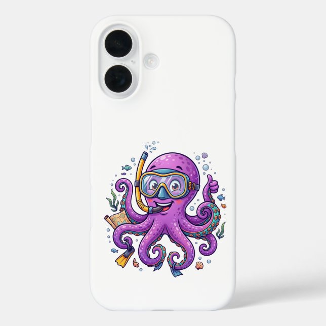Coques Case-Mate iPhone Cute Purple Octopus Treasure Hunter (Verso)
