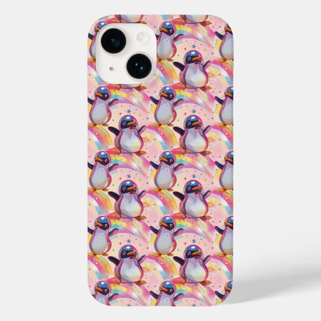 Coques Case-Mate iPhone Cute Rainbow Penguins et Stars Motif (Verso)