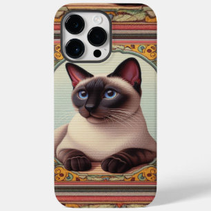 Coque Case-Mate iPhone Cute réaliste Chat Siamese Colorée Frontière Flora