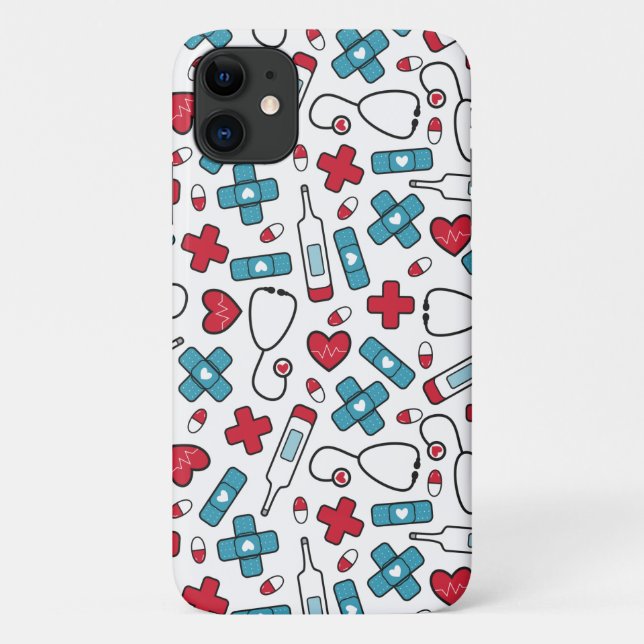 Coques Case-Mate iPhone Cute Red Blue Nurse Motif (Dos)
