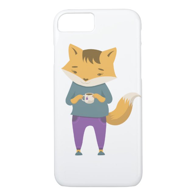 Coques Case-Mate iPhone Cute renard avec tasse de thé (Dos)