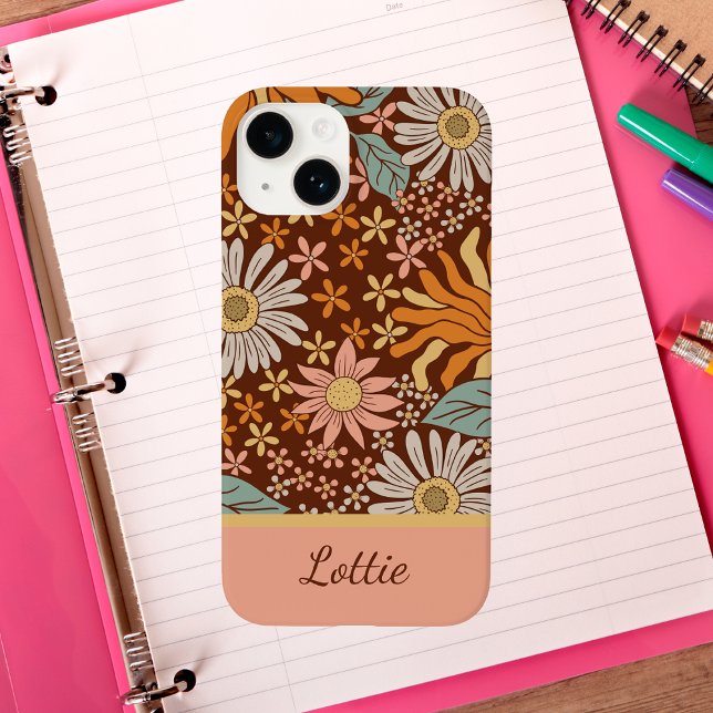 Coques Case-Mate iPhone Cute Retro Boho Floral Girl (Créateur téléchargé)