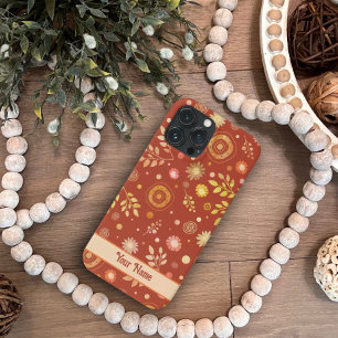 Case-Mate iPhone Case Cute Retro Boho Orange Floral Pattern Inspirivité