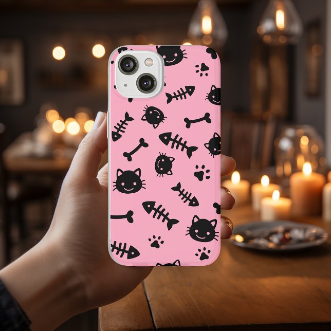 Coques Case-Mate iPhone Cute Rose Chat Bones Poisson Paw Motif (Créateur téléchargé)