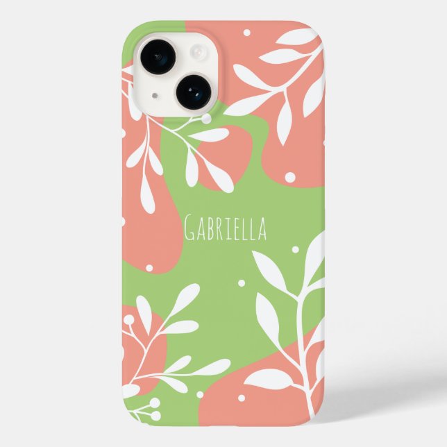 Coques Case-Mate iPhone Cute rose & vert Personnalisé Floral (Verso)