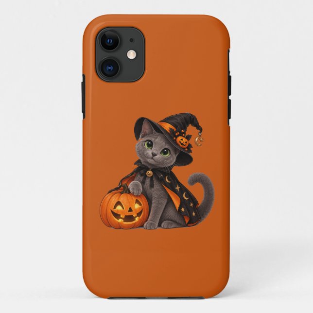 Coques Case-Mate iPhone Cute Russian Blue Cat Witch Halloween (Dos)