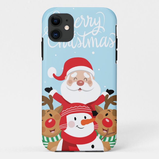 Coques Case-Mate iPhone Cute Santa Claus, deer and snowman (Dos)