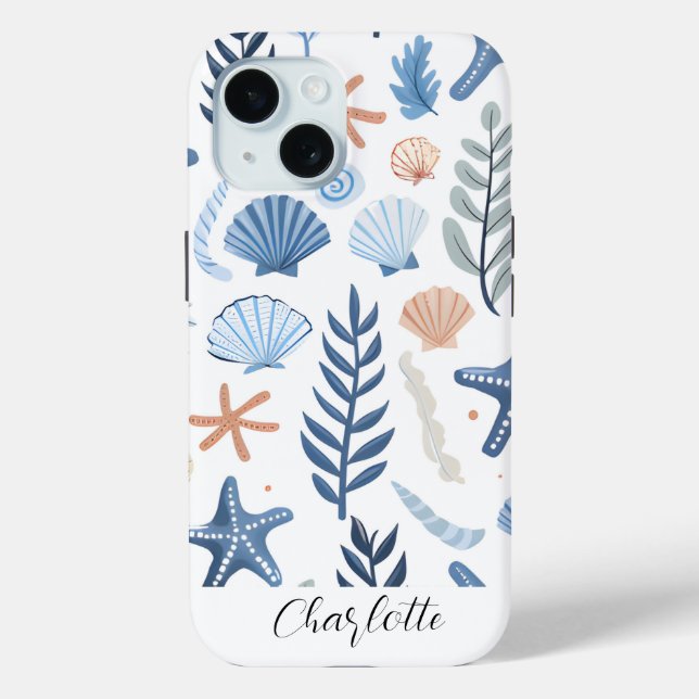 Coques Case-Mate iPhone Cute Seashell Starfish Nom personnalisé (Verso)