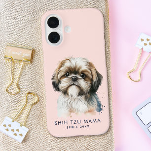 Coque Pour iPhone 16 Cute Shih Tzu Mama rose