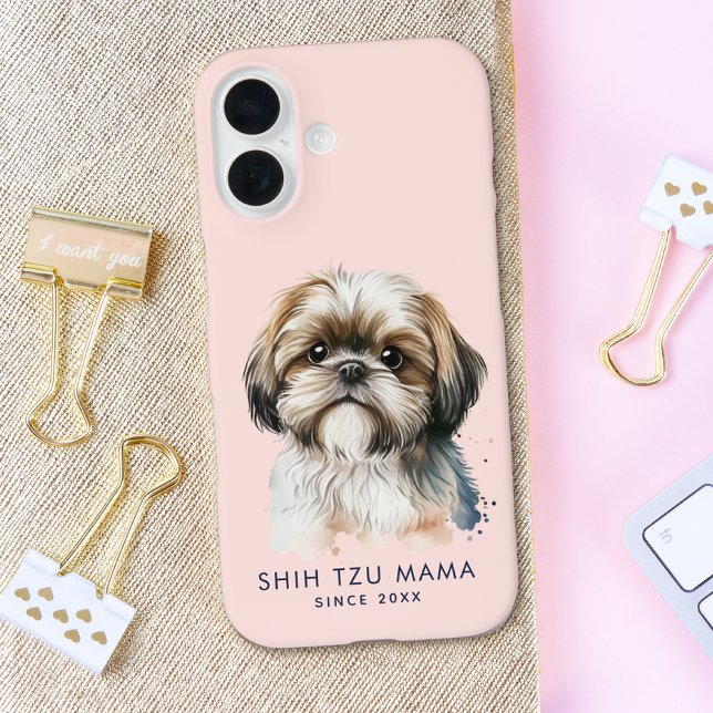 Coques Case-Mate iPhone Cute Shih Tzu Mama rose (Créateur téléchargé)