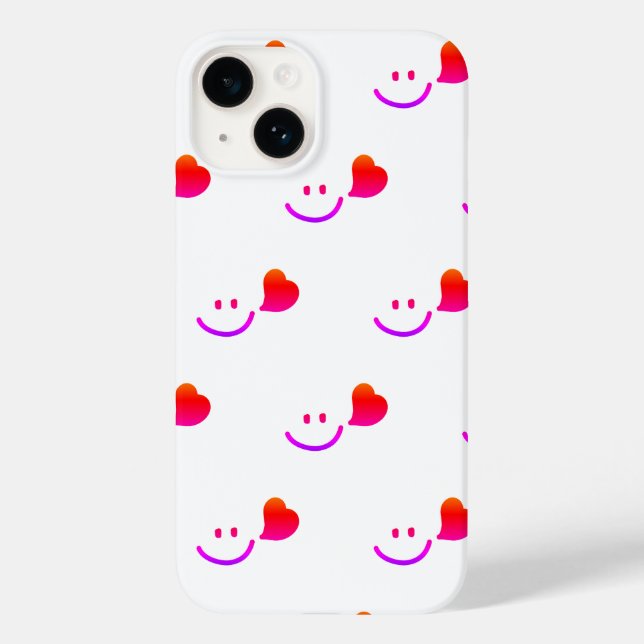 Coques Case-Mate iPhone Cute Smiley Face with Heart – Minimalist Happy Vib (Verso)