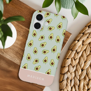 Coque Pour iPhone 16 Cute Smiling Kawaii Avocado Motif Personnalisé