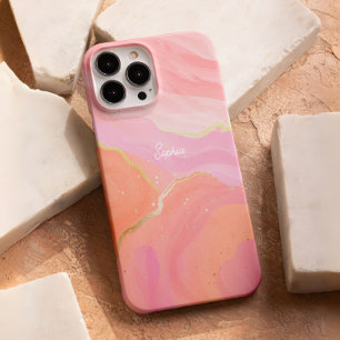 Coque iPhone 16 Pro Cute Sweet Rose Gold Wave Texture Feminine Custom