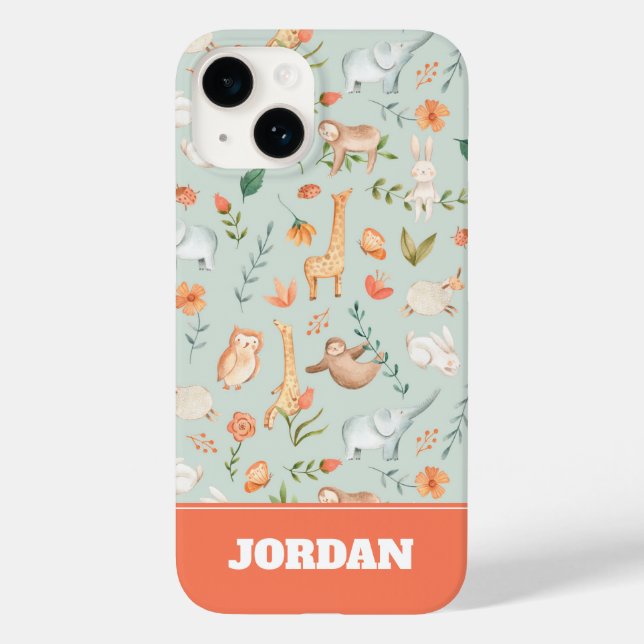 Coques Case-Mate iPhone Cute Turquoise bébé animal Pastel Motif (Verso)