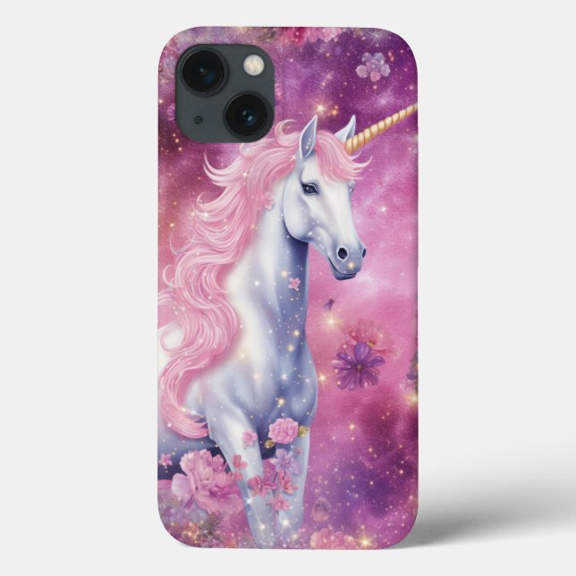 Coques Case-Mate iPhone Cute Unicorn rose Imaginaire Floral Girly (Verso)