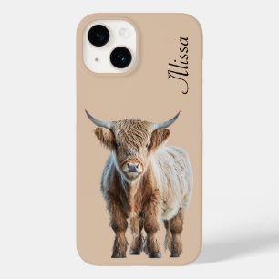 Coque Case-Mate iPhone Cute vache Highland avec nom