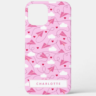 Case-Mate iPhone Case Cute Valentine Flying Airplane Pink Heart Name