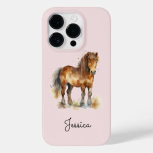 Coque Case-Mate iPhone Cute Whimsical Brown Pony Script Nom Cheval