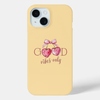 Coque Case-Mate iPhone Cute Yellow "Good Vibes Only" Coquette Bow iPhone 
