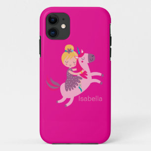 Case-Mate iPhone Case Cute Yellow Haired Girl équitation sur une licorne