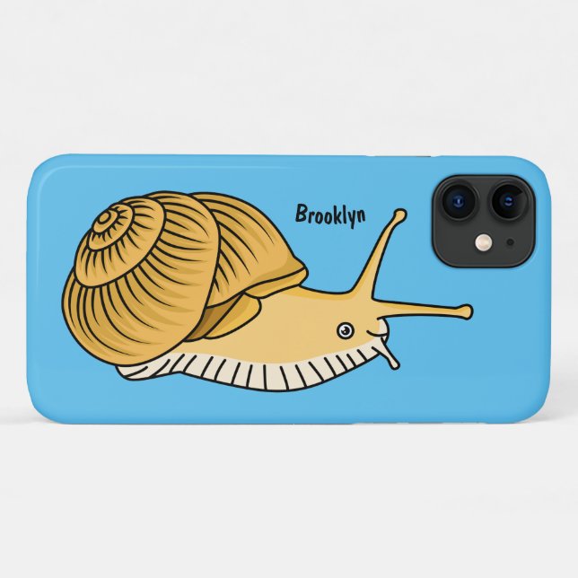 Coques Case-Mate iPhone Cute yellow snail cartoon (Dos (Horizontal))