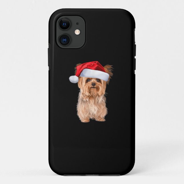 Coques Case-Mate iPhone Cute Yorkshire Terrier Père Noël Chiot Noël (Dos)