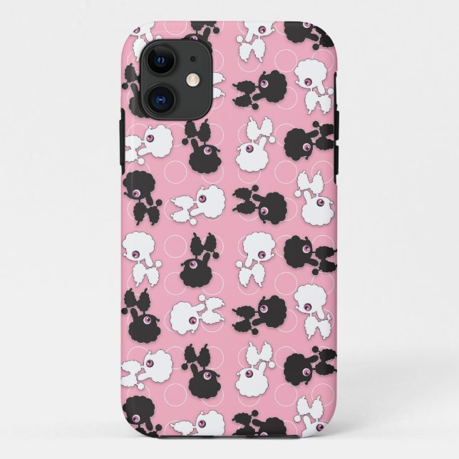 Coques Case-Mate iPhone Cuties de caniche sur rose - Personnaliser (Dos)