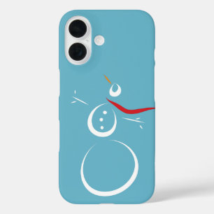 Coque Pour iPhone 16 Cyan d'hiver Cute Snowman