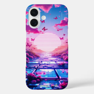 Coque Pour iPhone 16 Cybercore Vaporwave esthétique et holographique Y2