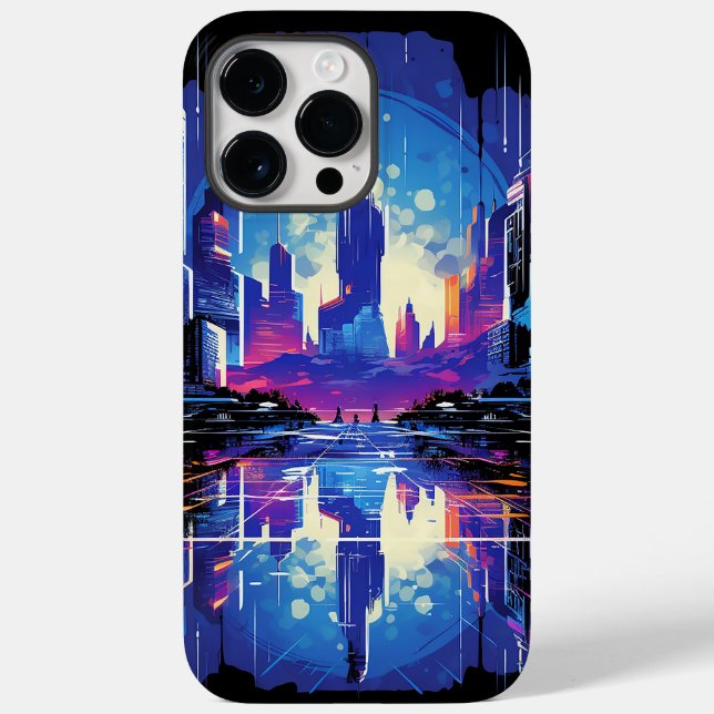 Coques Case-Mate iPhone Cyberpunk City Skyline futuriste (Verso)