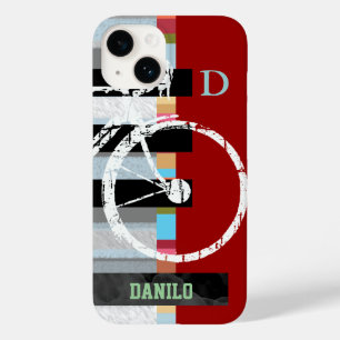 Coque Pour iPhone 14 cycle/vélo, bandes et nom