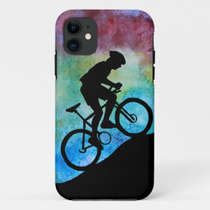 Coques Pour iPhone Cycliste de montagne contre le coucher du soleil