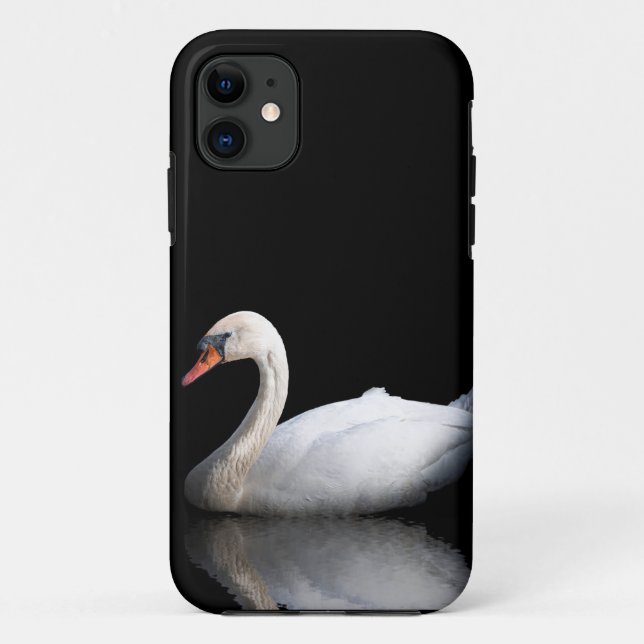 Coques Case-Mate iPhone Cygne blanc sur noir (Dos)