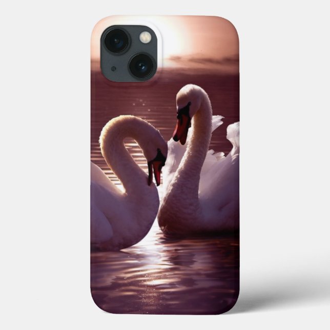 Coques Case-Mate iPhone Cygnes affectueux formant un coeur (Verso)