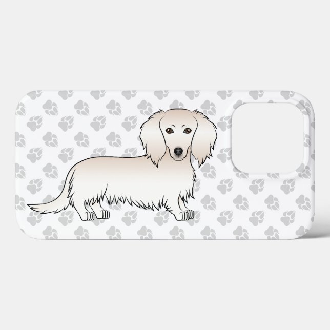 Coques Case-Mate iPhone Dachshund à longs poils crème Chien de dessin anim (Verso (horizontal))