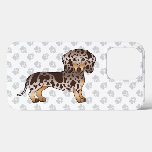 Coques Case-Mate iPhone Dachshund à poil court chocolat et panaché & patte (Verso (horizontal))