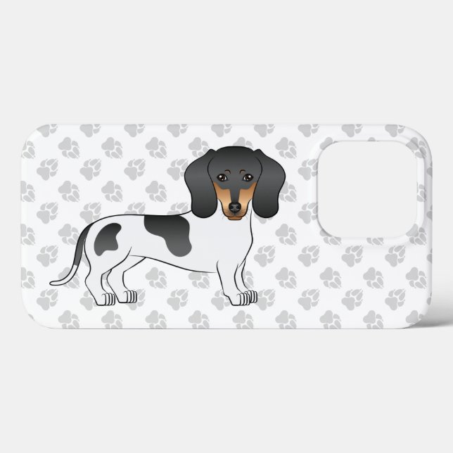 Coques Case-Mate iPhone Dachshund à poil court piebalde noir et feu & patt (Verso (horizontal))