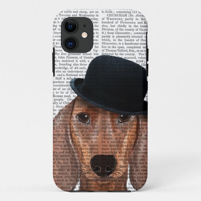 Coques Case-Mate iPhone Dachshund avec le Casquette de Black Bowler (Dos)