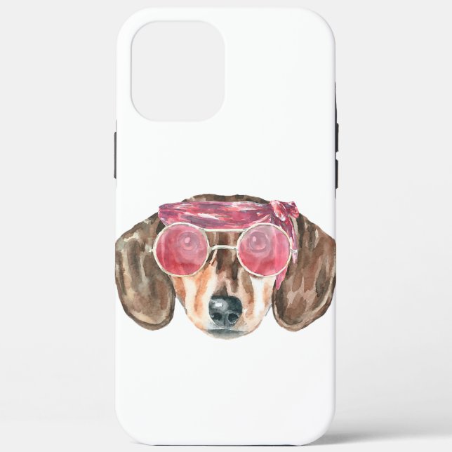 Coques Case-Mate iPhone Dachshund drôle visage Hippie Chien (Verso)