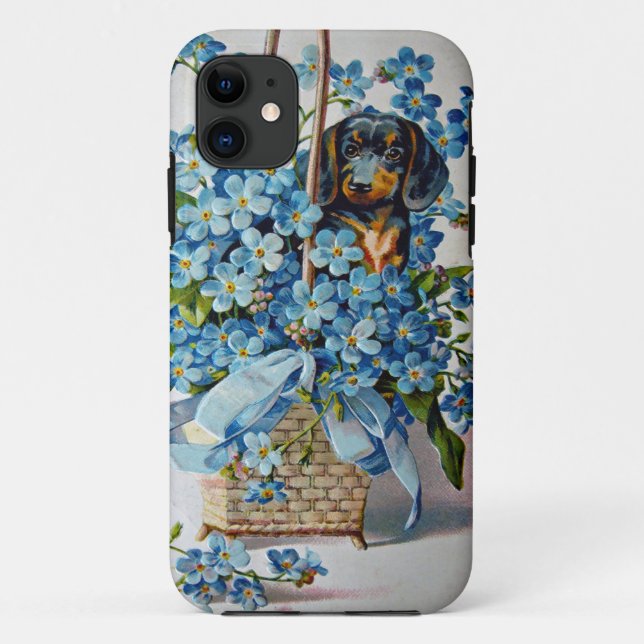 Coques Case-Mate iPhone Dachshund et Forget-Me-Nots (Dos)