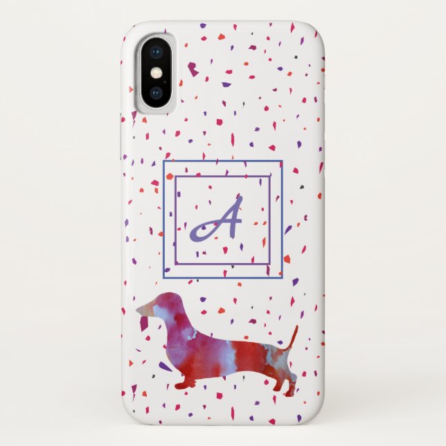 Coques Case-Mate iPhone Dachshund rose Aquarelle Art Confetti (Dos)